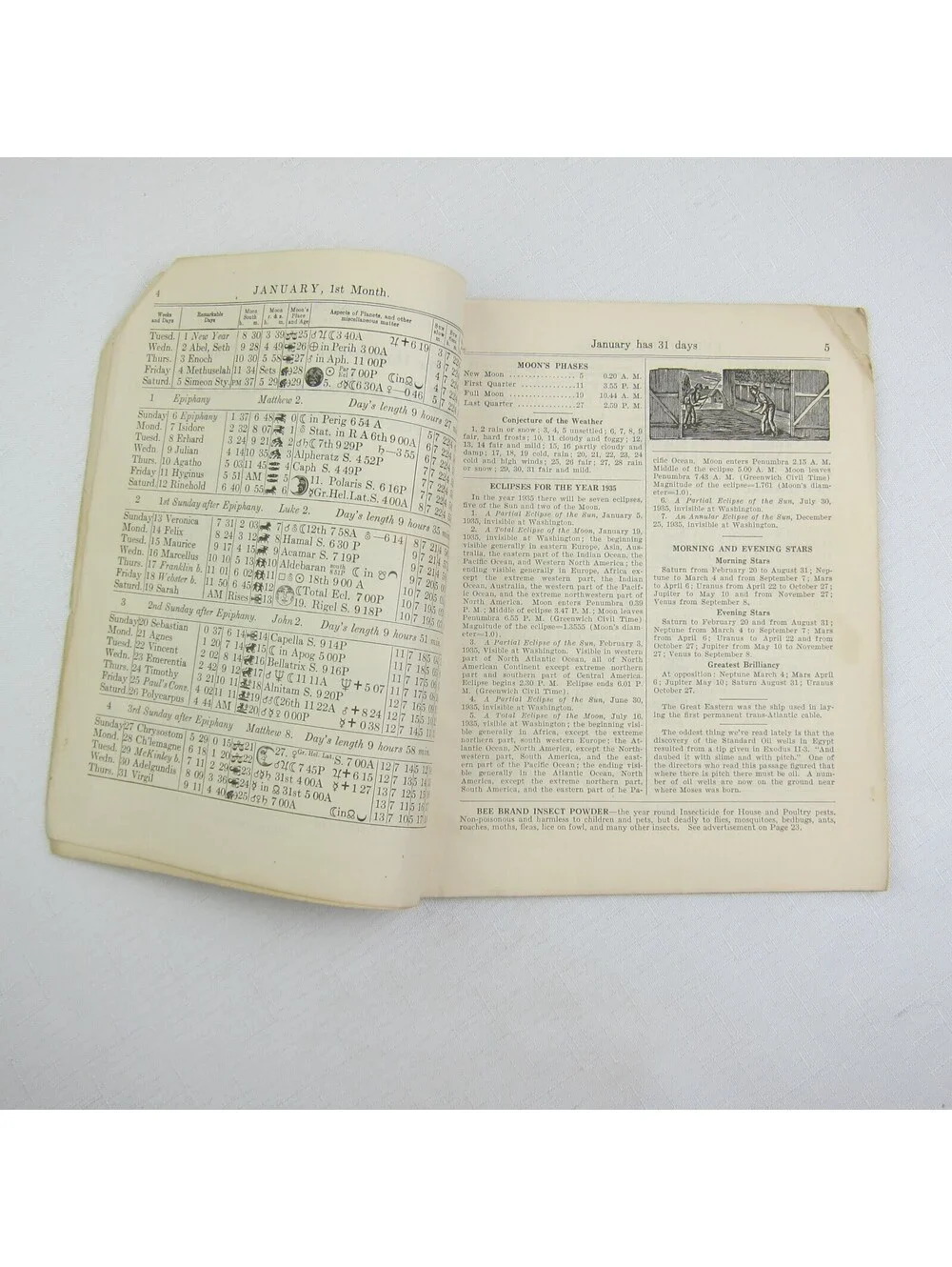 Vintage 1935 Old Farmer's Almanac John Gruber Hagerstown Town & Country Almanack